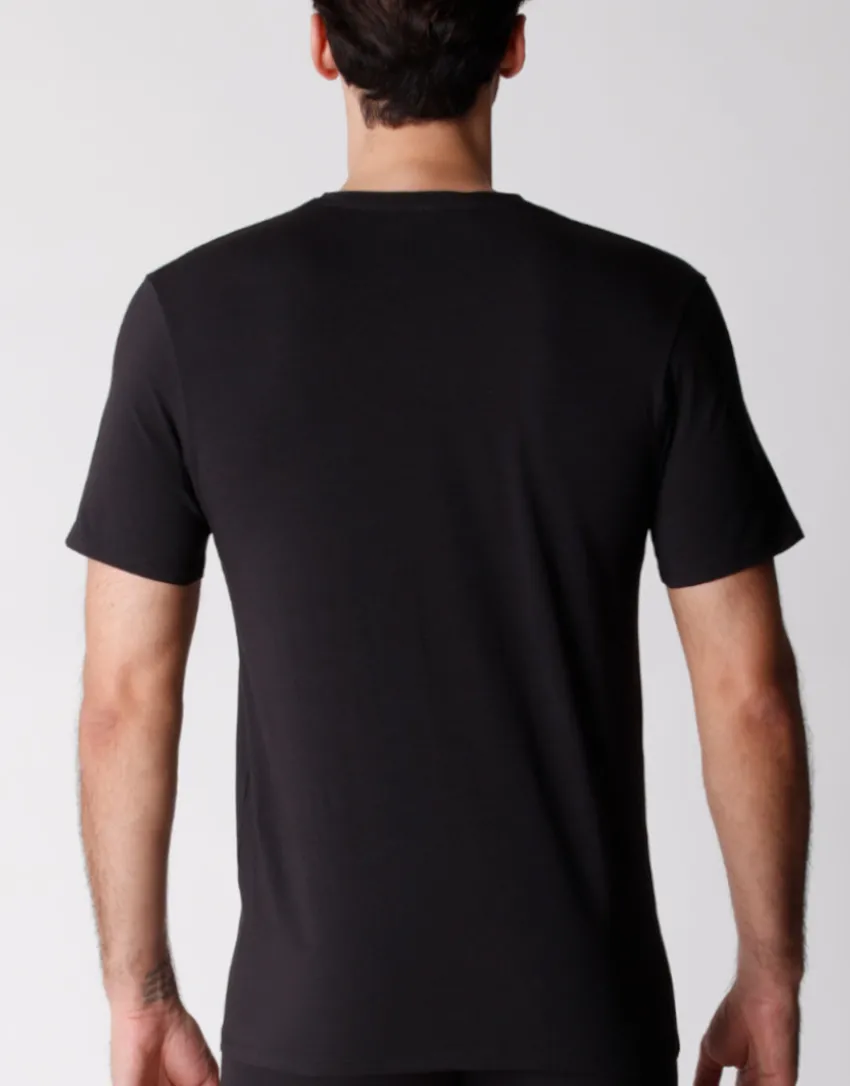 Uomo LOVABLE T-Shirt-T-shirt scollo a V uomo in cotone biologico, confezione x2 REF# L0A6E