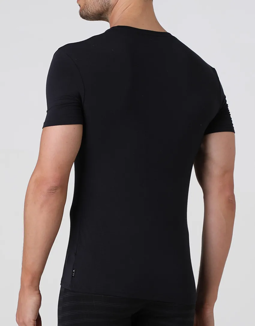 Uomo LOVABLE T-Shirt-T-shirt uomo con scollo a v in micromodal, neraREF# L070A